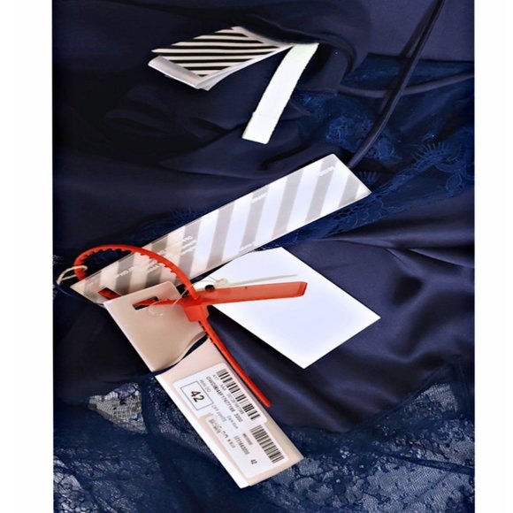 OFF-WHITE c/o Virgil Abloh Midi Slip Dress w/ Lace Cut Outs 2017 Runway - Picture 5 of 13